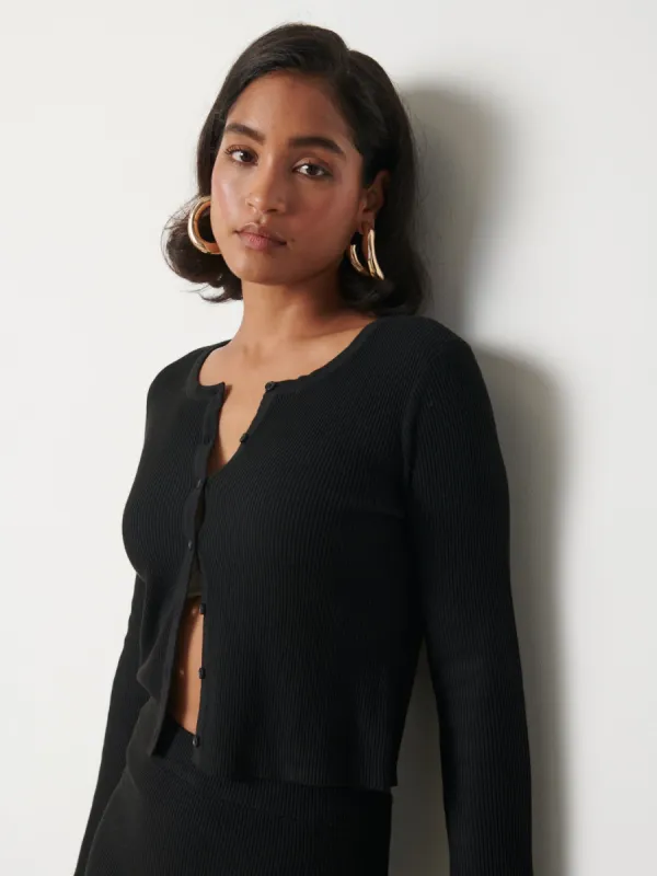 Emberlyn Button Up Knit Cardigan - Black sold by Pretty Lavish