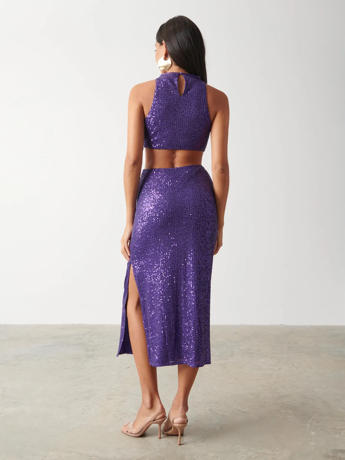 Isidora Twist Knot Sequin Midaxi Dress - Amethyst sold by Pretty Lavish product image thumbnail 3