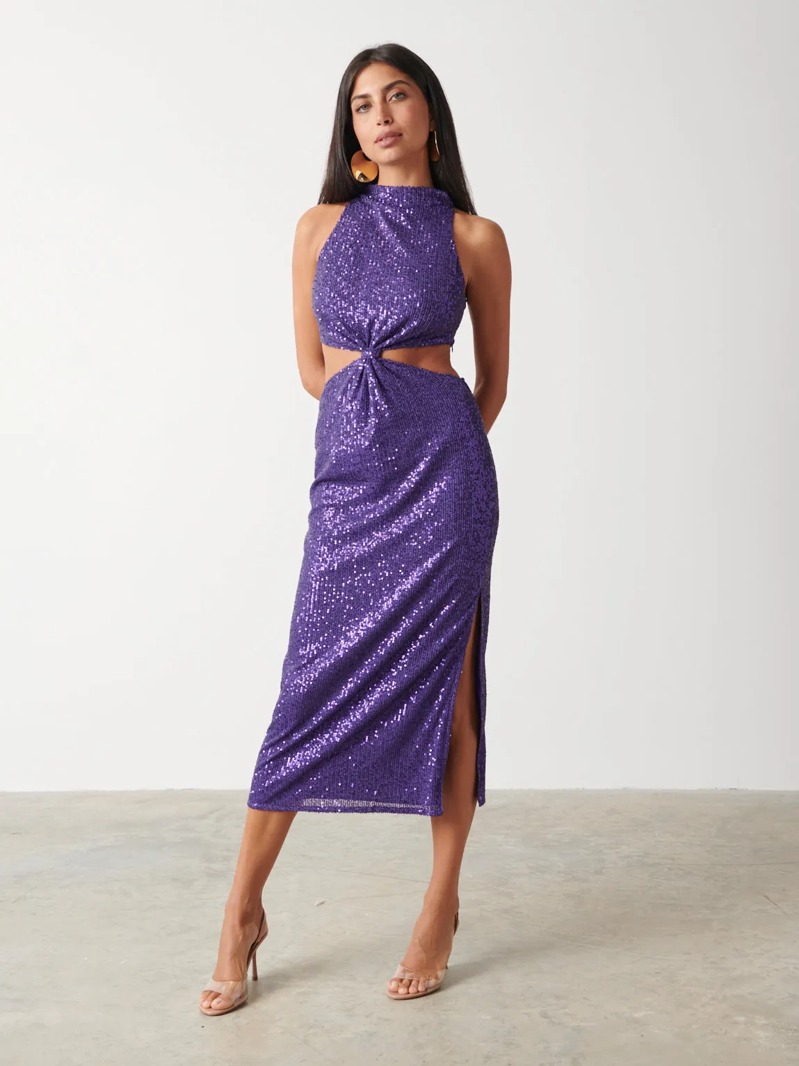 Isidora Twist Knot Sequin Midaxi Dress - Amethyst sold by Pretty Lavish