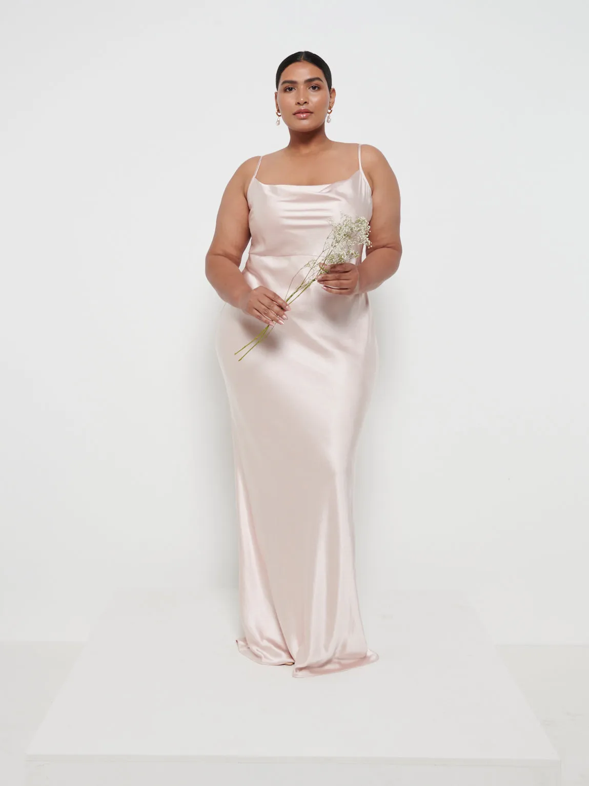 Keisha Maxi Bridesmaid Dress Curve - Matte True Blush sold by Pretty Lavish