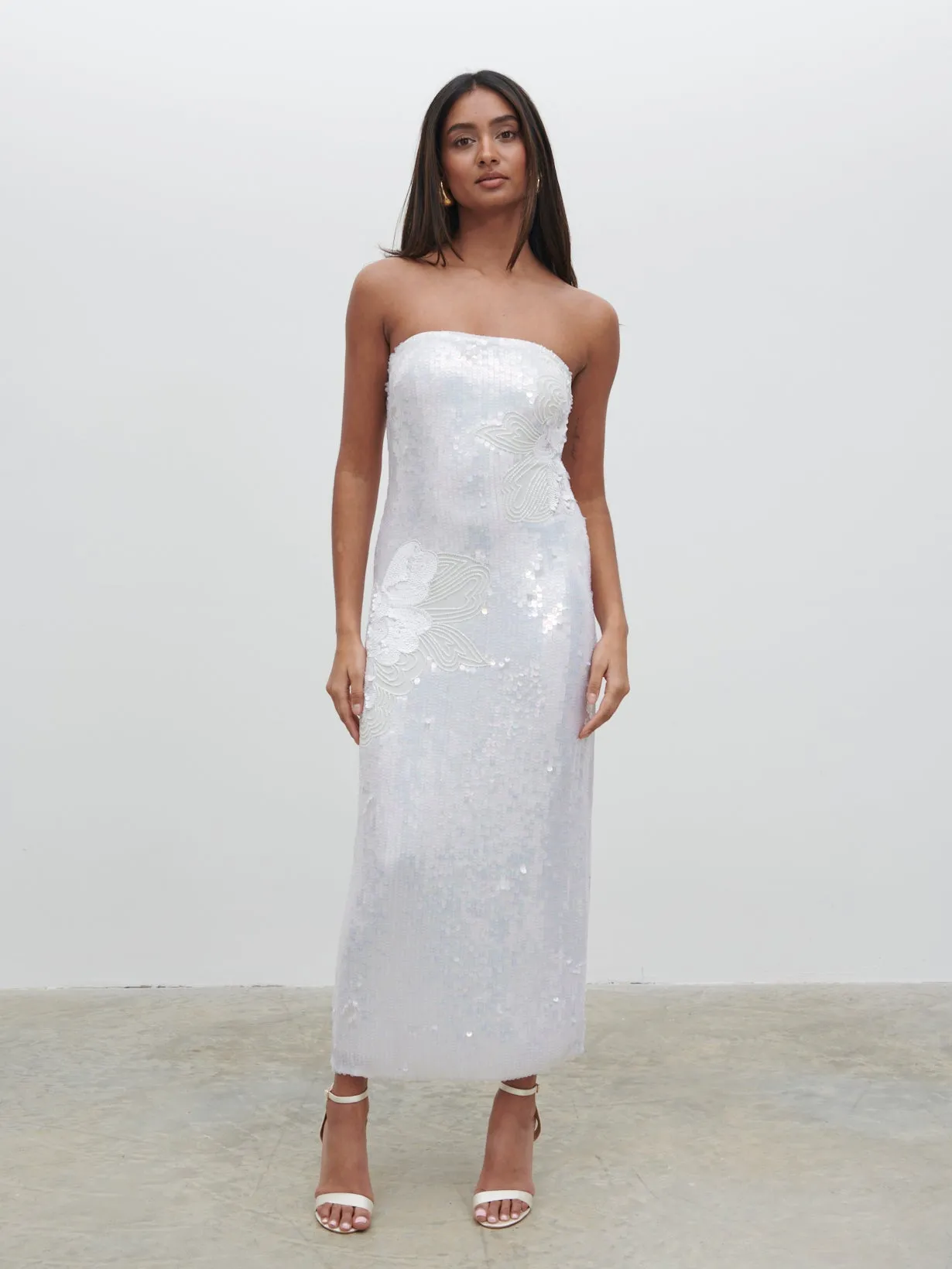 Menton Floral Sequin Midaxi Dress - Ivory sold by Pretty Lavish product image thumbnail 2