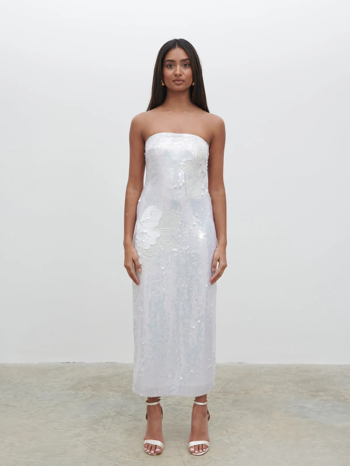 Menton Floral Sequin Midaxi Dress - Ivory sold by Pretty Lavish product image thumbnail 5