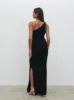 Juno One Shoulder Knit Maxi Dress - Black sold by Pretty Lavish