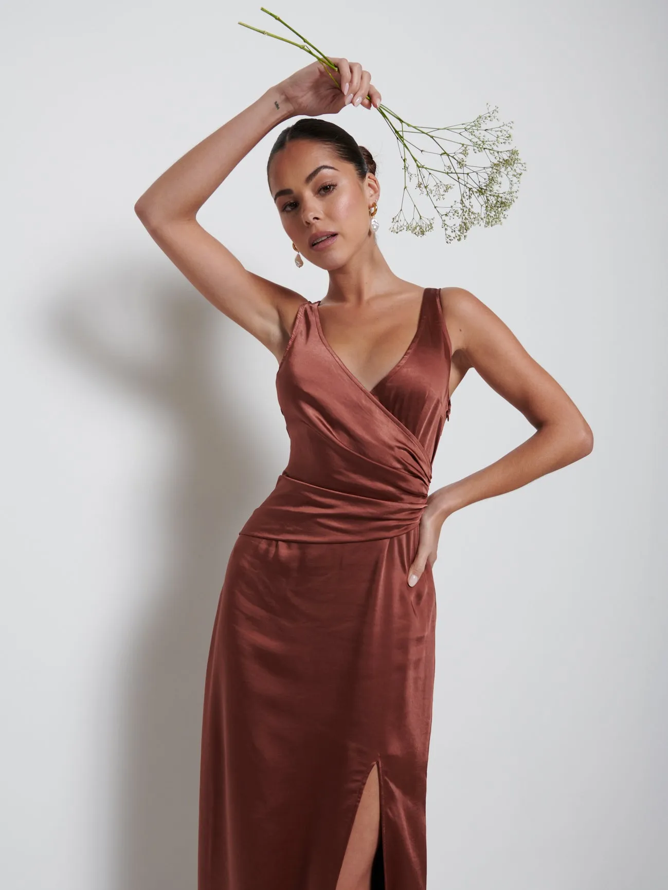 Esmee Wrap Maxi Bridesmaid Dress - Mahogany sold by Pretty Lavish product image thumbnail 2