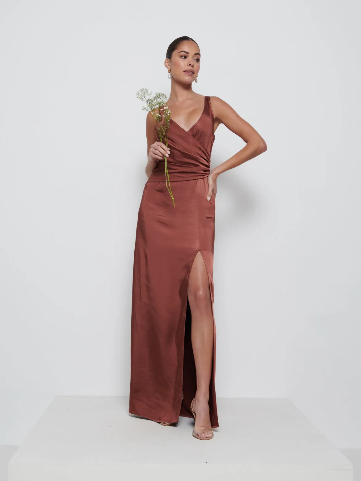 Esmee Wrap Maxi Bridesmaid Dress - Mahogany sold by Pretty Lavish product image thumbnail 4
