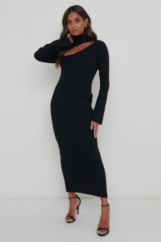 Shani Cut Out Knit Dress - Black sold by Pretty Lavish