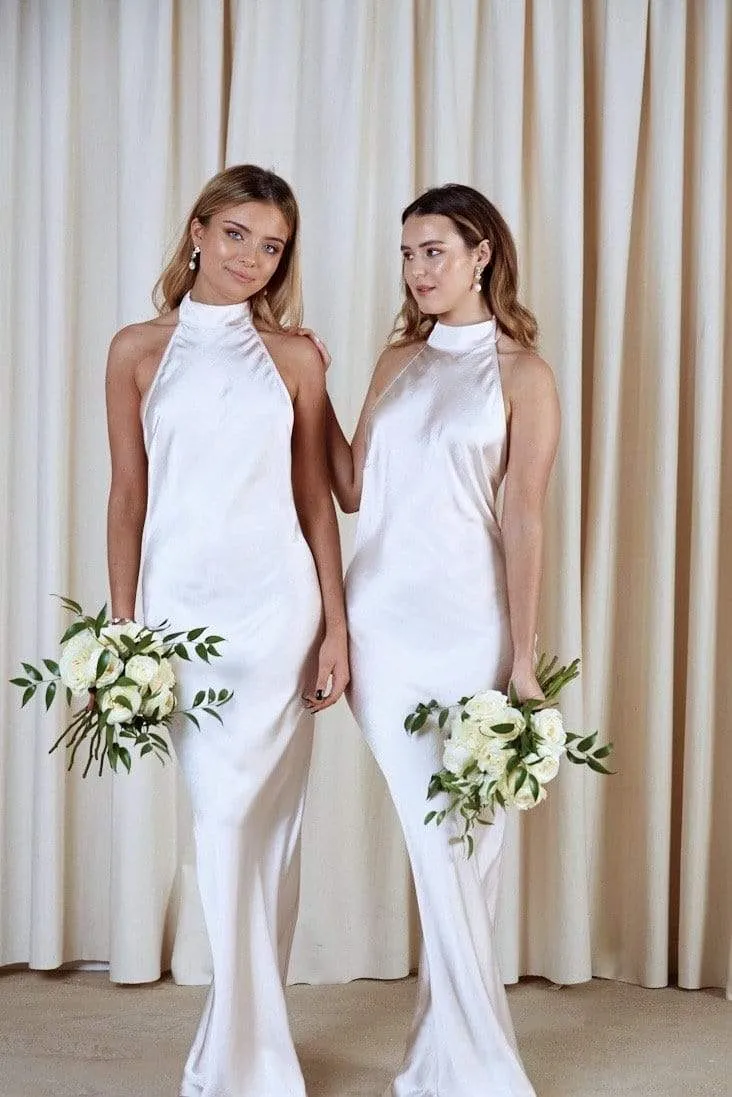 Raleigh Halterneck Maxi Dress - Matte Oyster sold by Pretty Lavish product image thumbnail 2