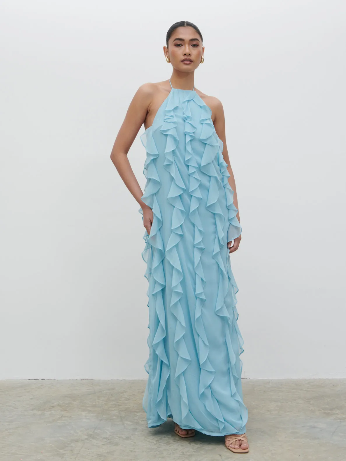 Kelsey Ruffle Maxi Dress - Seaspray sold by Pretty Lavish product image thumbnail 3