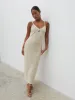 Harper Slip Midaxi Dress - Gold and Oyster sold by Pretty Lavish
