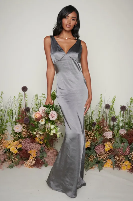 Piper Maxi Bridesmaid Dress - Matte Slate Grey sold by Pretty Lavish