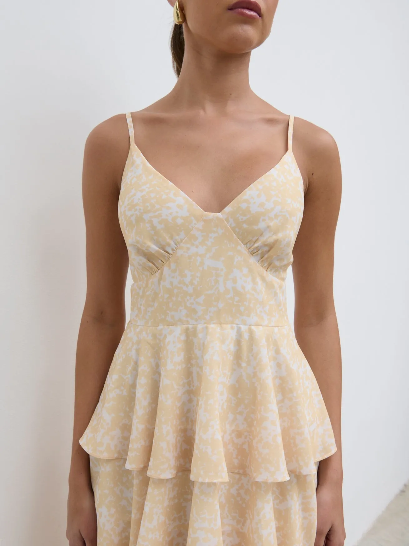 Lissy Ruffle Midaxi Dress - Yellow Abstract sold by Pretty Lavish product image thumbnail 4