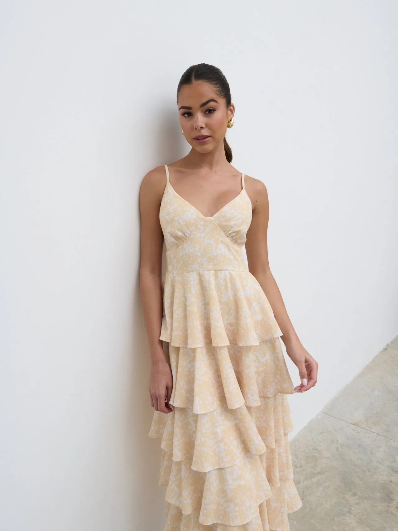 Lissy Ruffle Midaxi Dress - Yellow Abstract sold by Pretty Lavish product image thumbnail 2