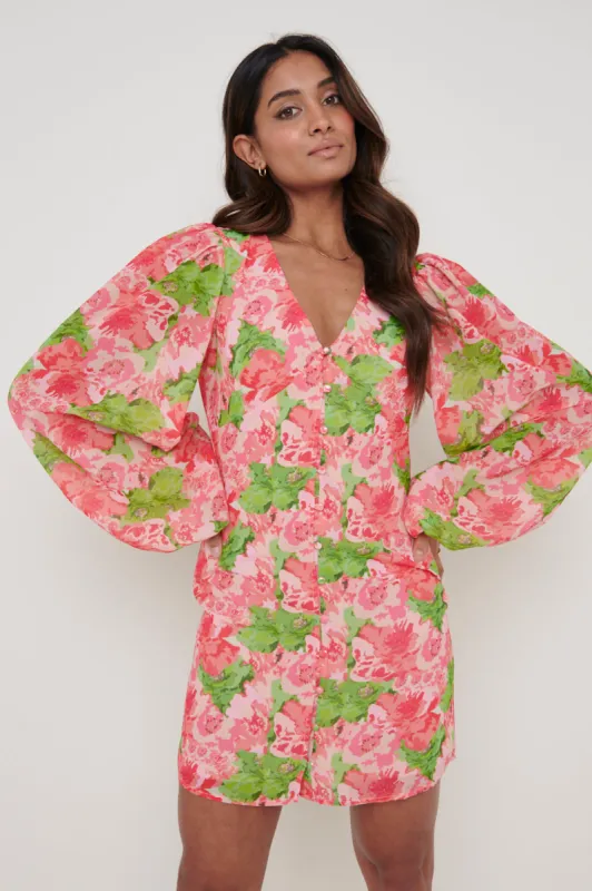 Naya Chiffon Mini Dress - Patchwork Floral sold by Pretty Lavish