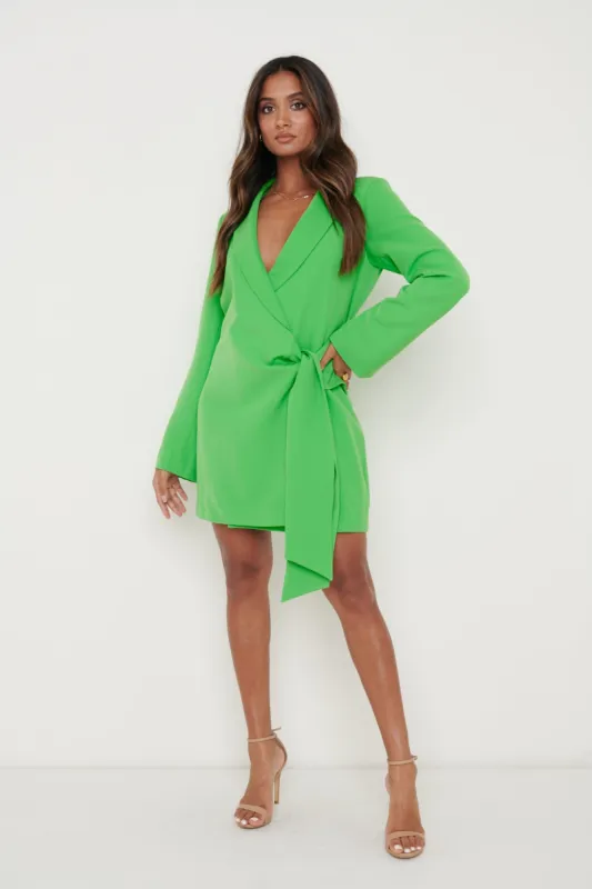 Arielle Wrap Tie Blazer Mini Dress - Bright Green sold by Pretty Lavish