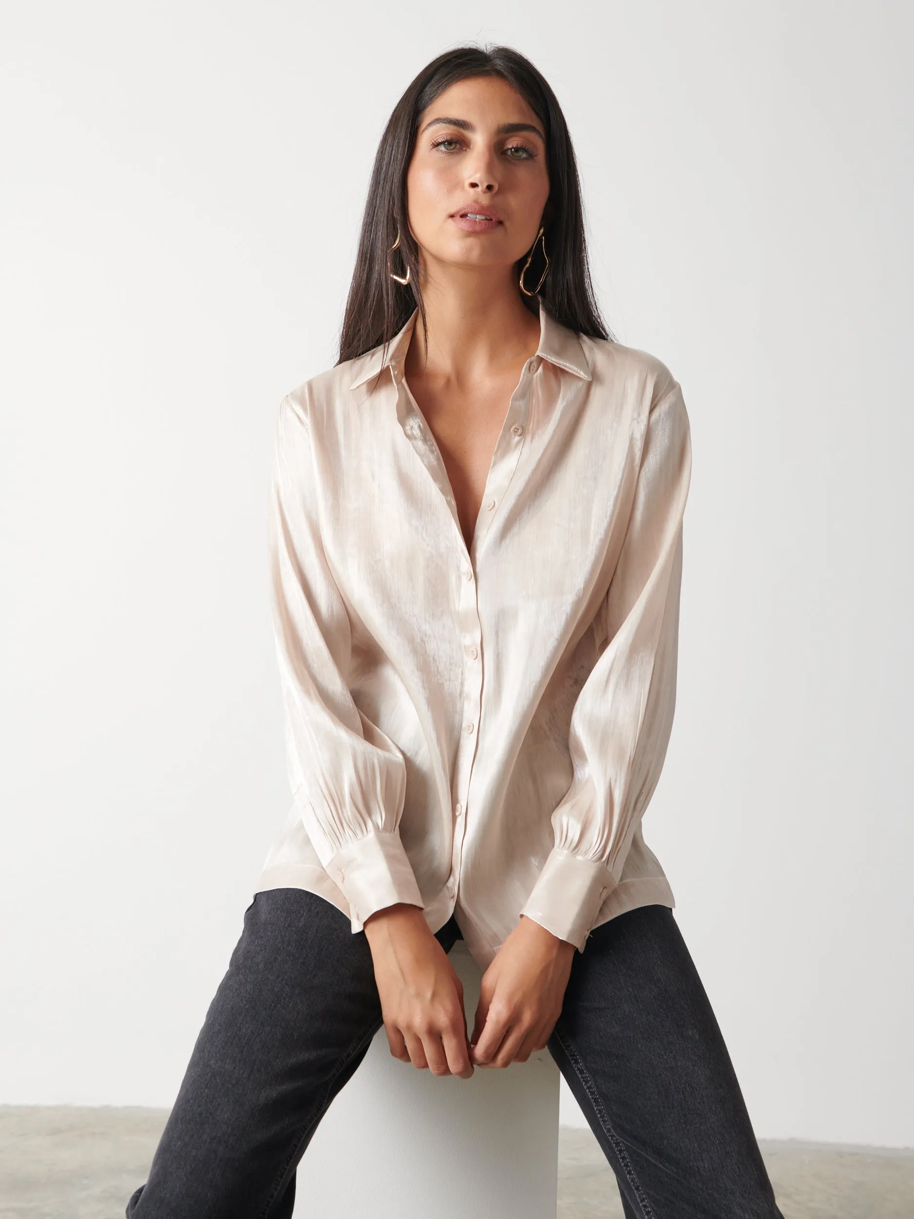 Rosalie Collared Blouse - Champagne Gold sold by Pretty Lavish