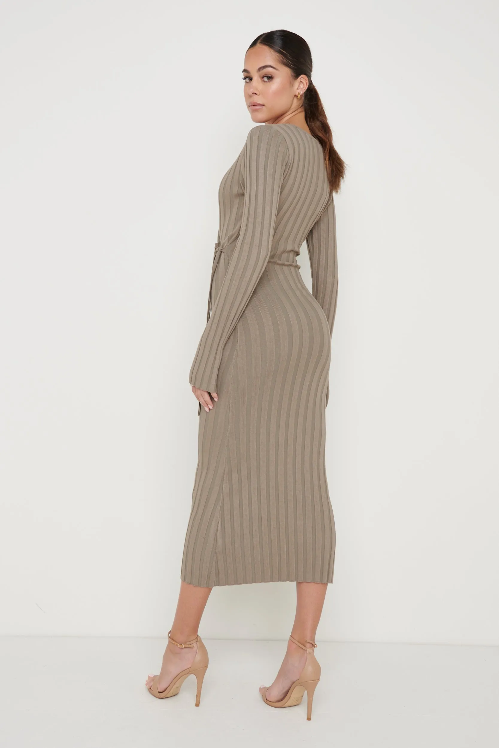 Vinnie Wrap Tie Midaxi Dress - Taupe sold by Pretty Lavish product image thumbnail 2