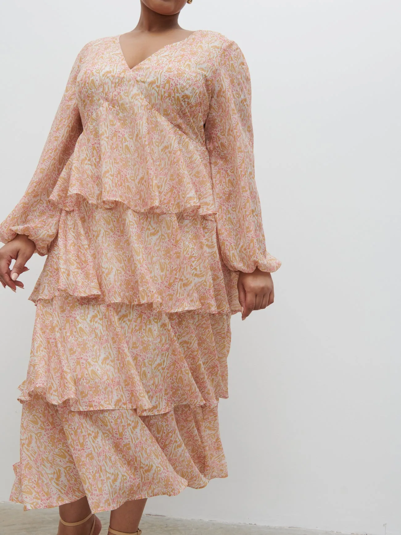 Ashton Ruffle Midi Dress Curve - Ditsy Animal Sorbet Print sold by Pretty Lavish product image thumbnail 4