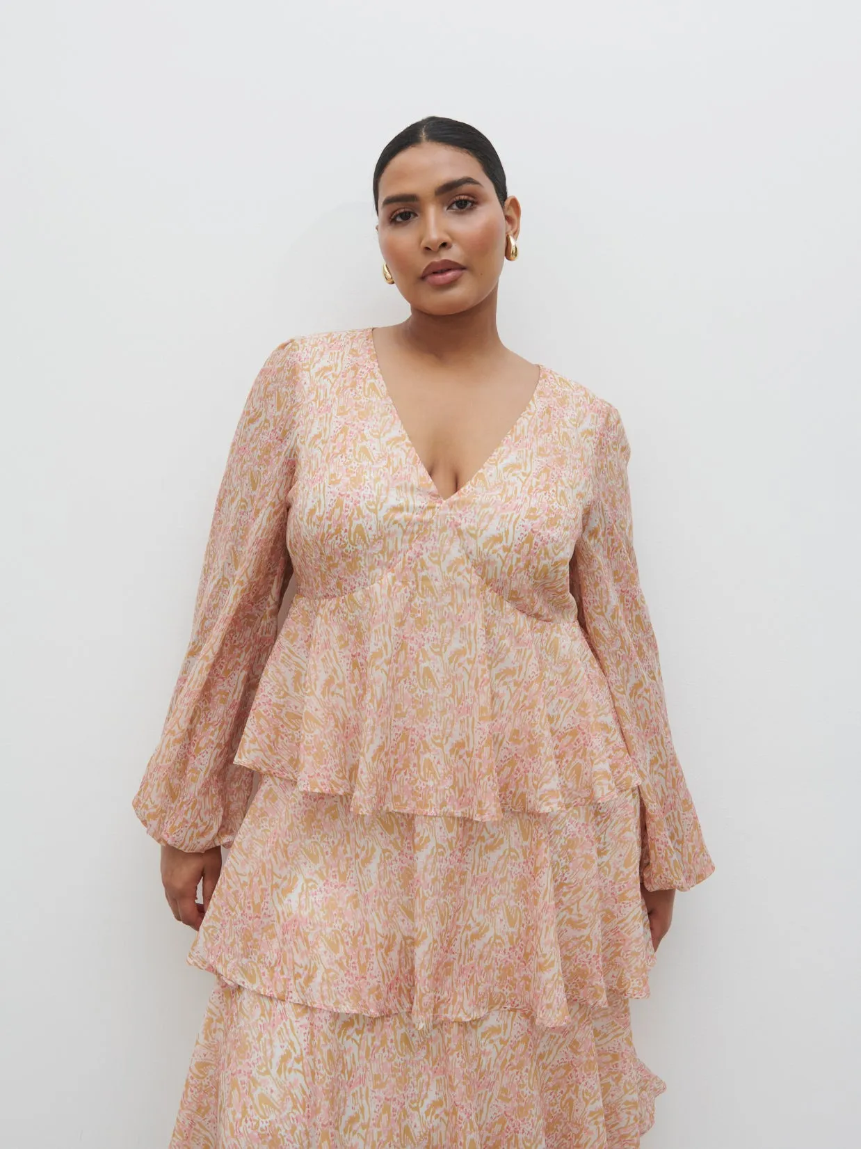 Ashton Ruffle Midi Dress Curve - Ditsy Animal Sorbet Print sold by Pretty Lavish product image thumbnail 2