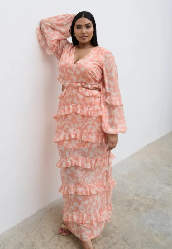 Evie Maxi Dress Curve - Terracotta Petal sold by Pretty Lavish