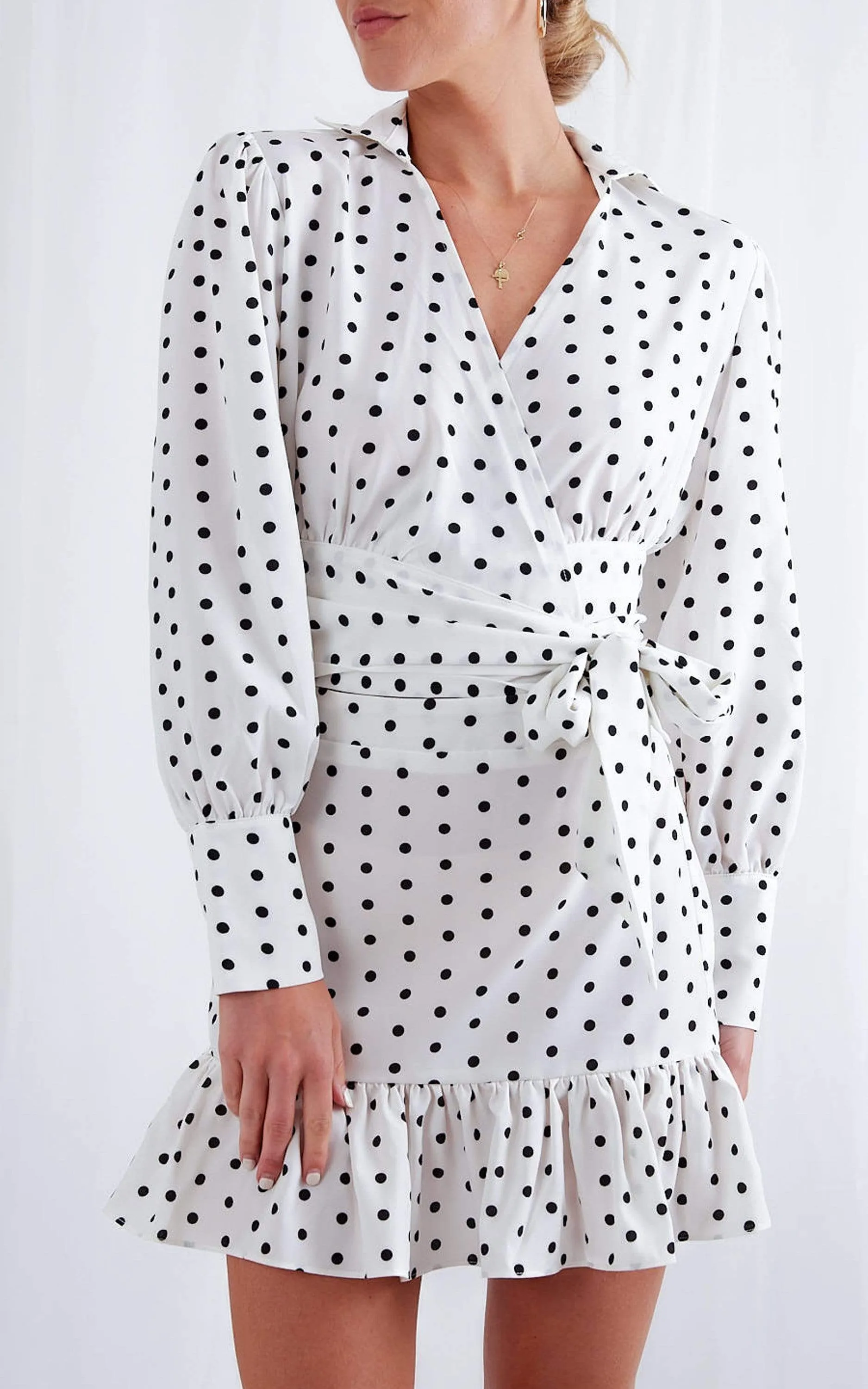 Aiden Wrap Blouse - Polka Dot sold by Pretty Lavish