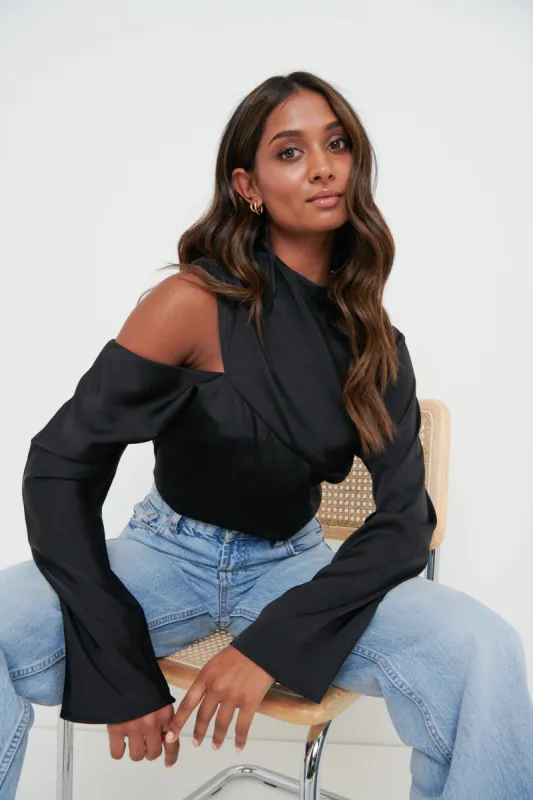 Jett Asymmetric Blouse - Black sold by Pretty Lavish