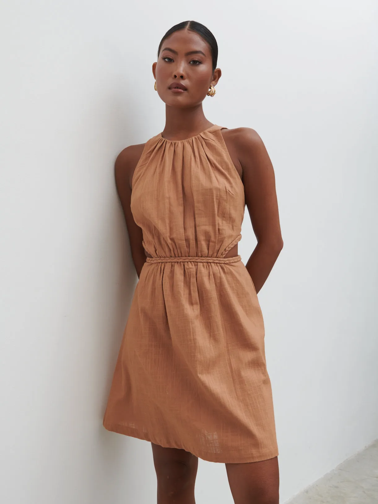 Melody Cut Out Mini Dress - Biscuit sold by Pretty Lavish product image thumbnail 4