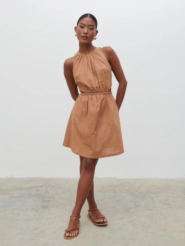 Melody Cut Out Mini Dress - Biscuit sold by Pretty Lavish