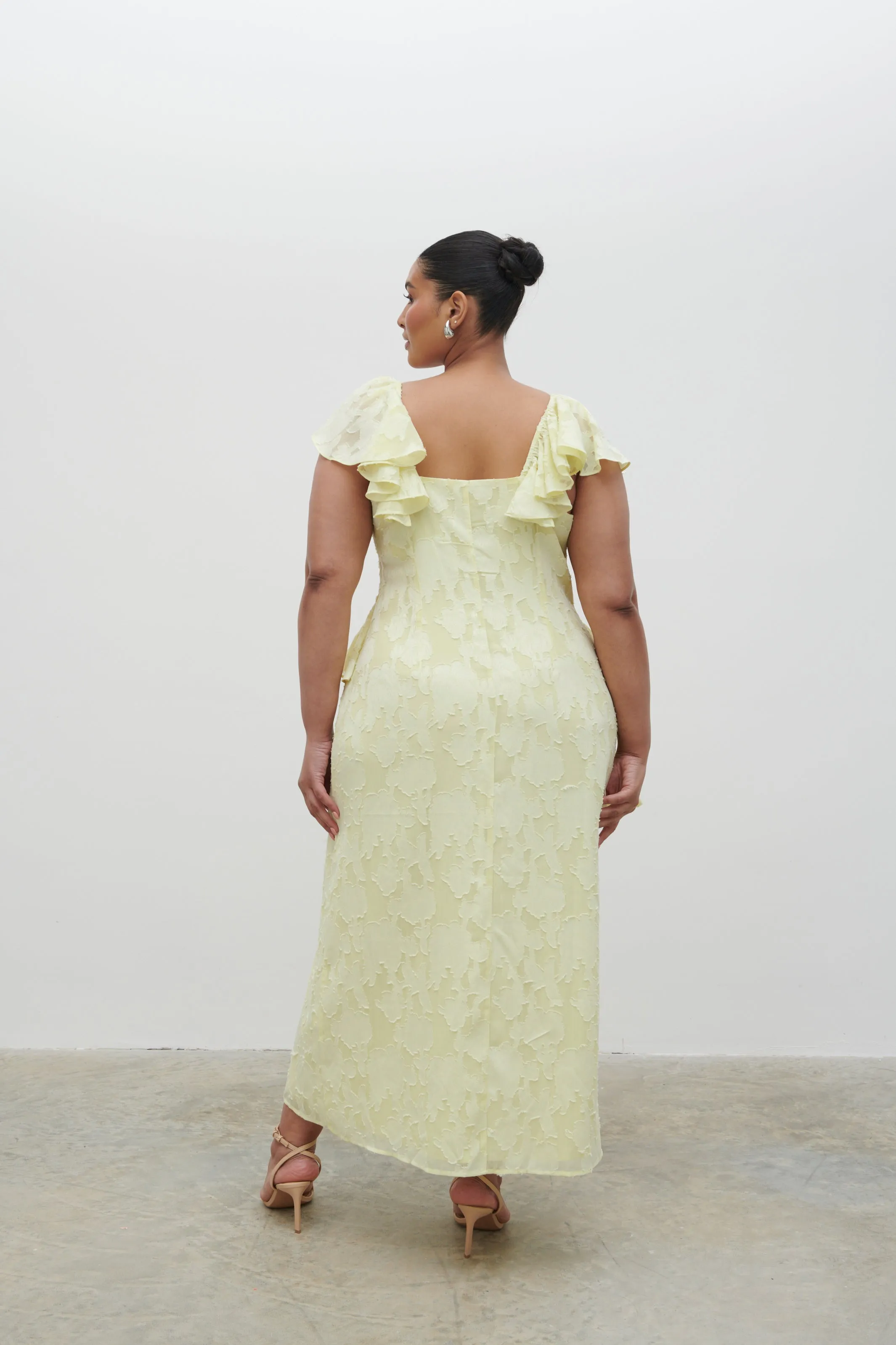Eloise Ruffle Midaxi Dress Curve - Lemon sold by Pretty Lavish product image thumbnail 2