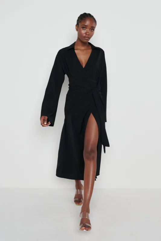 Janessa Wrap Dress - Black sold by Pretty Lavish