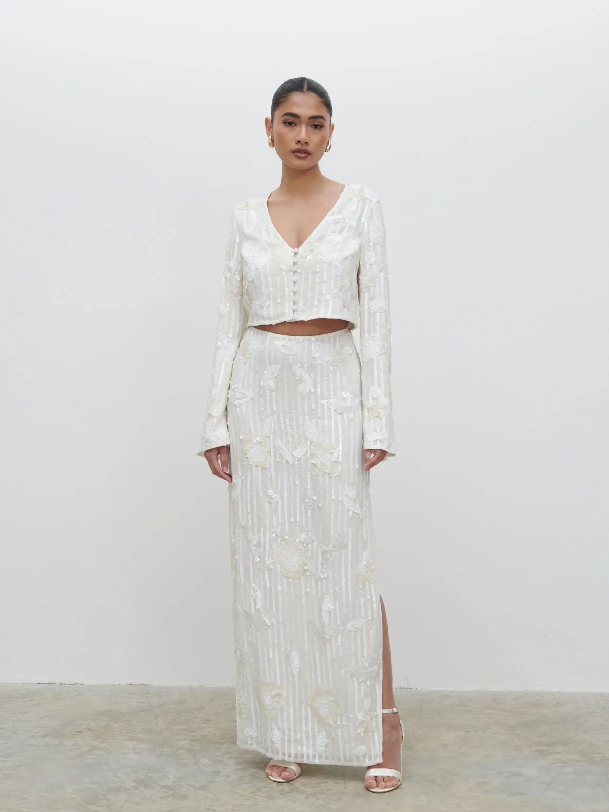 Cannes Sequin Cropped Blouse - Ivory sold by Pretty Lavish product image thumbnail 4