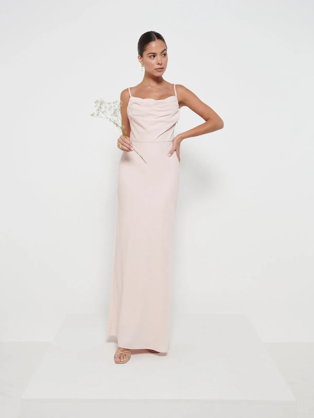 Keisha Cowl Neck Maxi Bridesmaid Dress - Blush sold by Pretty Lavish product image thumbnail 4