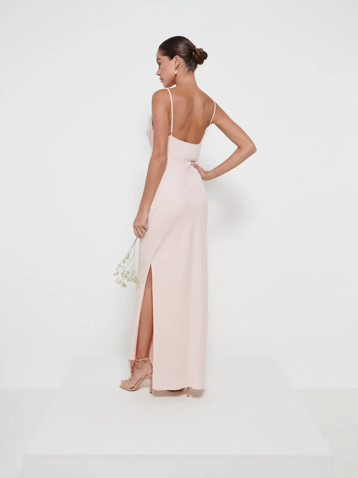 Keisha Cowl Neck Maxi Bridesmaid Dress - Blush sold by Pretty Lavish product image thumbnail 3