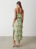 Paisley Ruffle Midaxi Dress - Sage sold by Pretty Lavish
