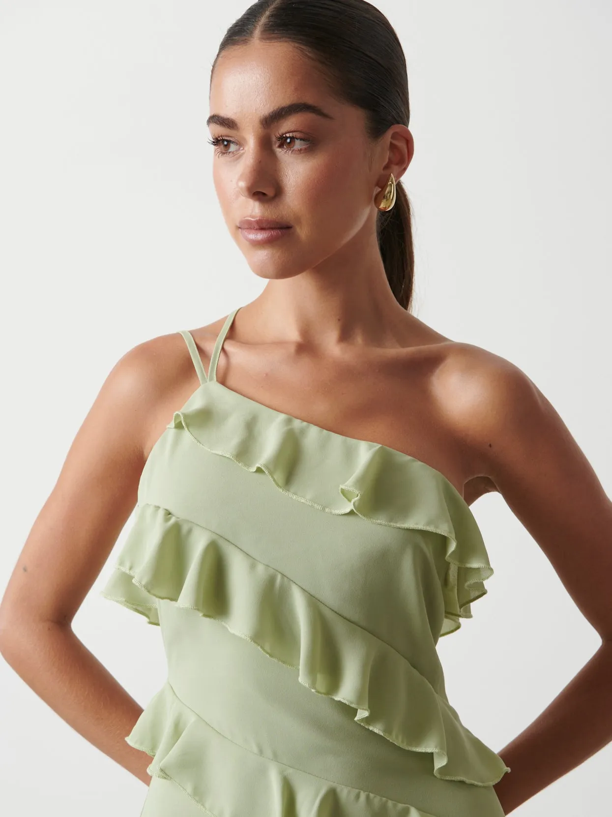 Paisley Ruffle Midaxi Dress - Sage sold by Pretty Lavish product image thumbnail 3