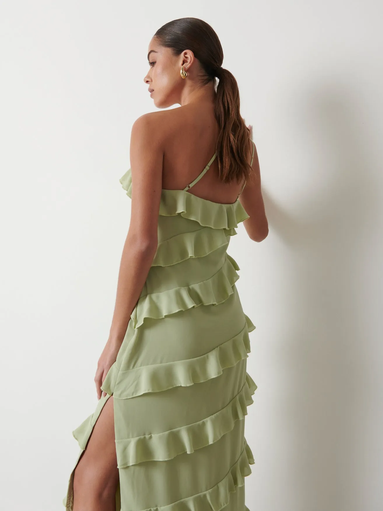 Paisley Ruffle Midaxi Dress - Sage sold by Pretty Lavish product image thumbnail 2
