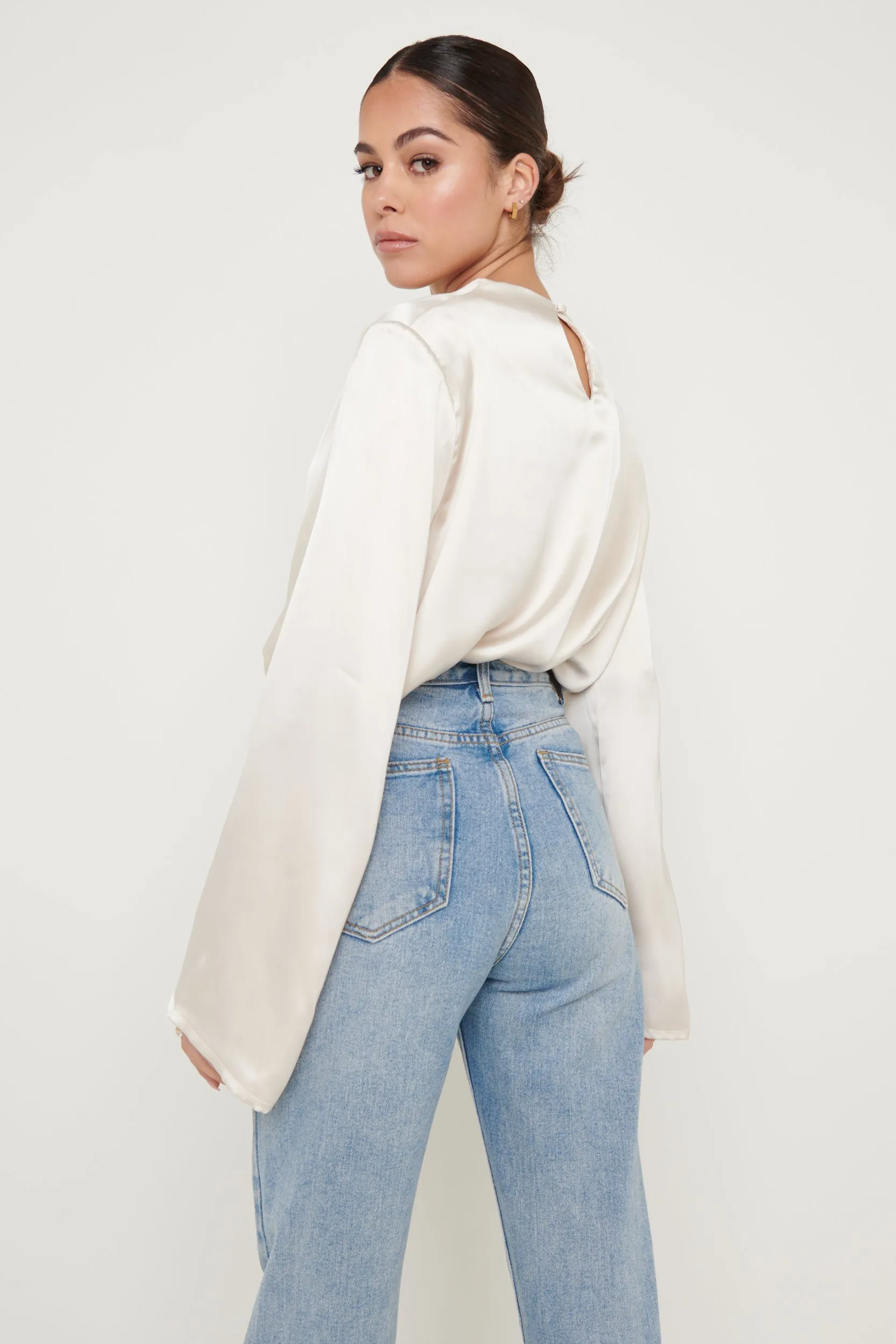 Jayda Recycled Cowl Neck Blouse - Oyster sold by Pretty Lavish product image thumbnail 4