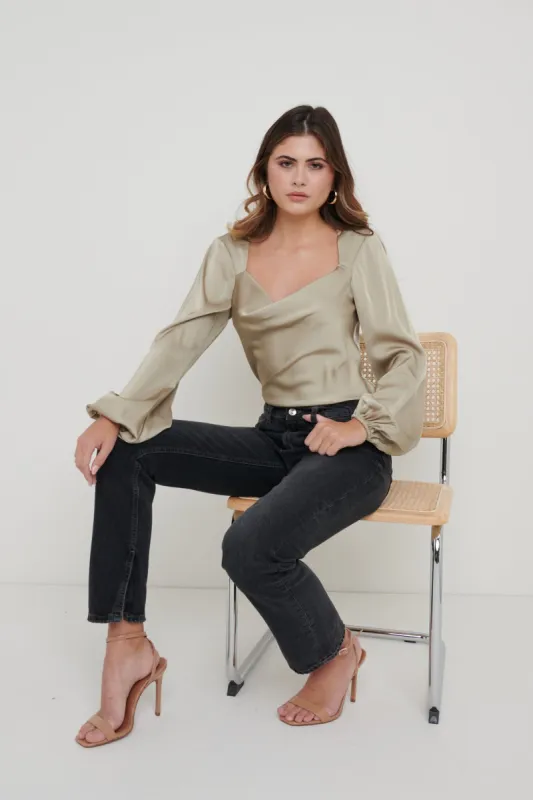 Janis Blouse - Taupe sold by Pretty Lavish