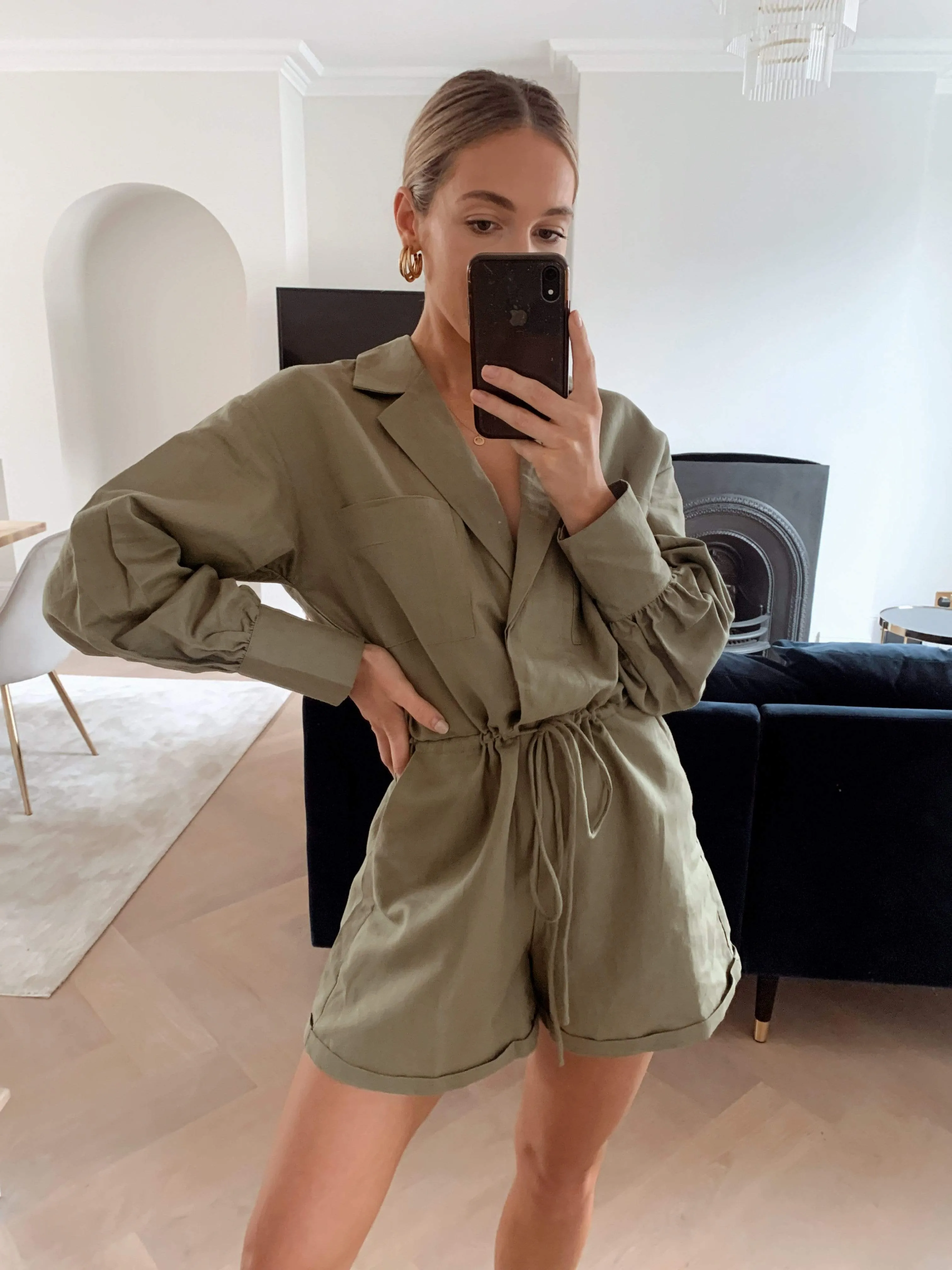 Skyla Linen Playsuit - Khaki sold by Pretty Lavish product image thumbnail 5