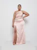 Amelia Ruched Maxi Bridesmaid Dress Curve - Blush sold by Pretty Lavish