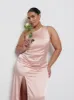 Amelia Ruched Maxi Bridesmaid Dress Curve - Blush sold by Pretty Lavish