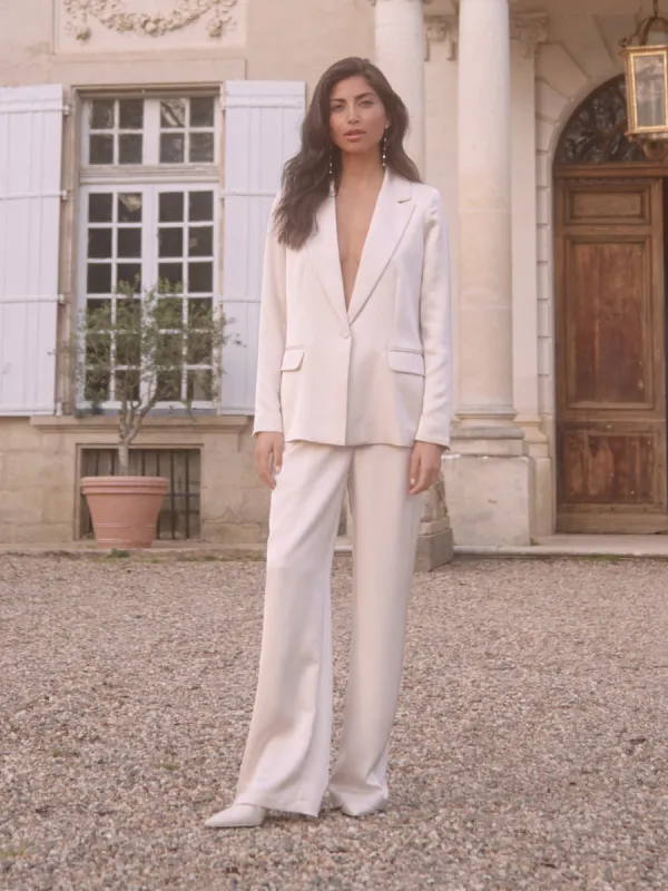 Callie Satin Suit Trousers - Ivory sold by Pretty Lavish