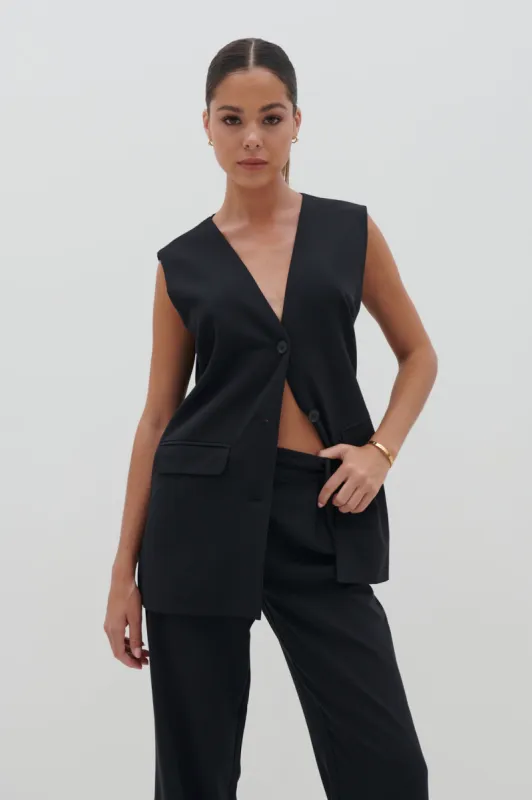 Harlee Sleeveless Waistcoat - Black sold by Pretty Lavish