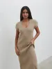Rose Knit Midaxi Dress - Stone Taupe sold by Pretty Lavish