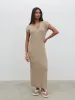 Rose Knit Midaxi Dress - Stone Taupe sold by Pretty Lavish