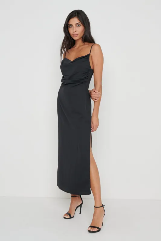 Keisha Ruched Midaxi Dress - Black sold by Pretty Lavish