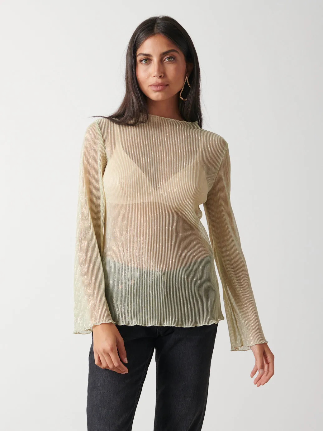 Fraser Sheer Plisse Top - Gold sold by Pretty Lavish product image thumbnail 4