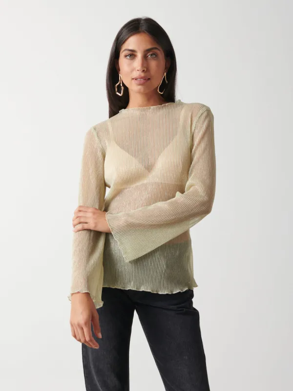 Fraser Sheer Plisse Top - Gold sold by Pretty Lavish