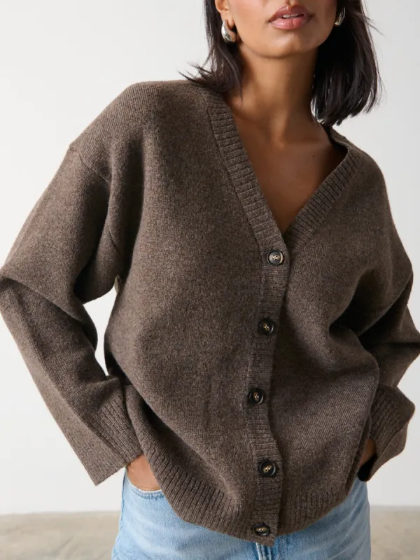 Makai Oversized Cardigan - Dark Brown sold by Pretty Lavish