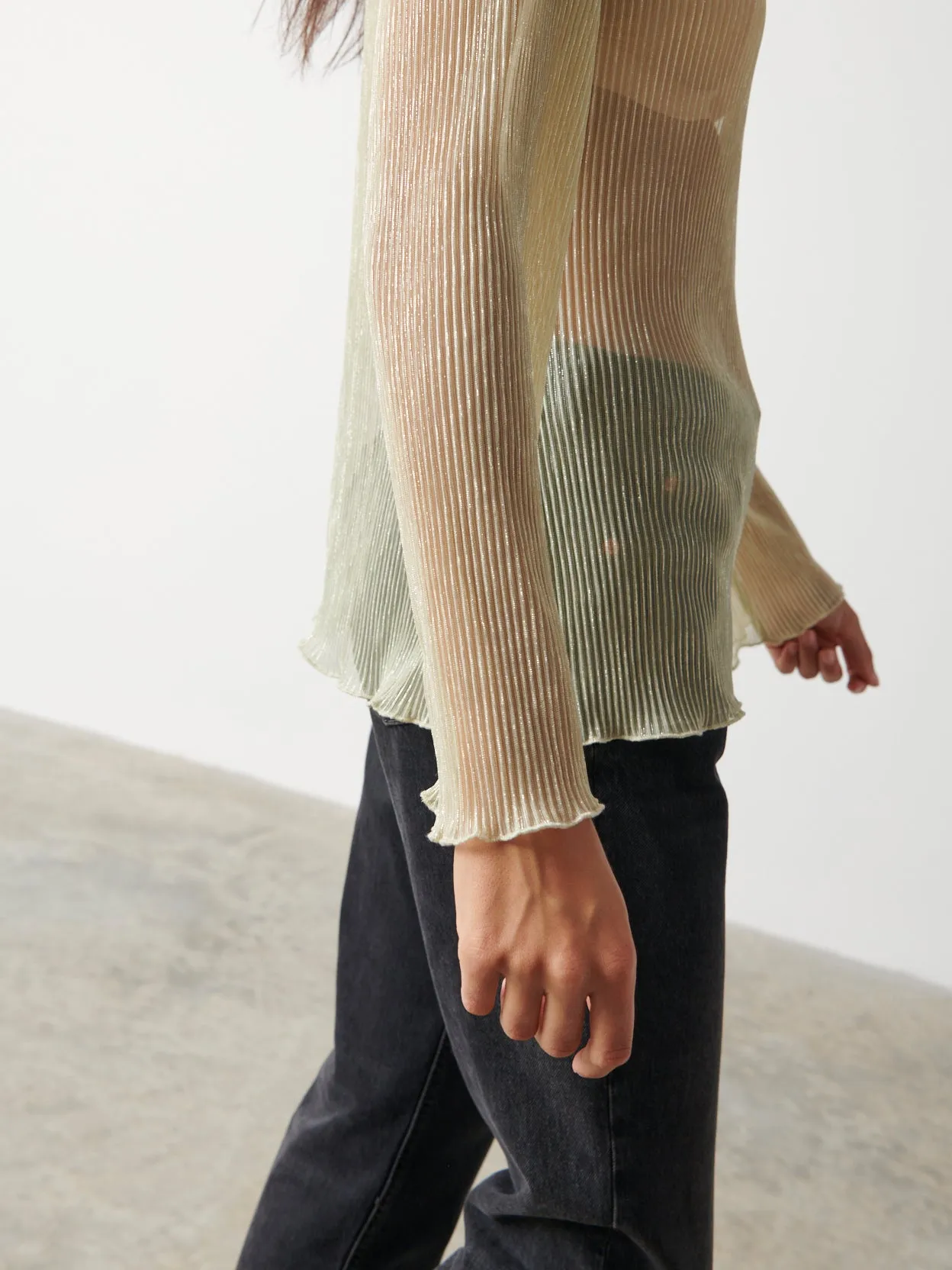 Fraser Sheer Plisse Top - Gold sold by Pretty Lavish product image thumbnail 2