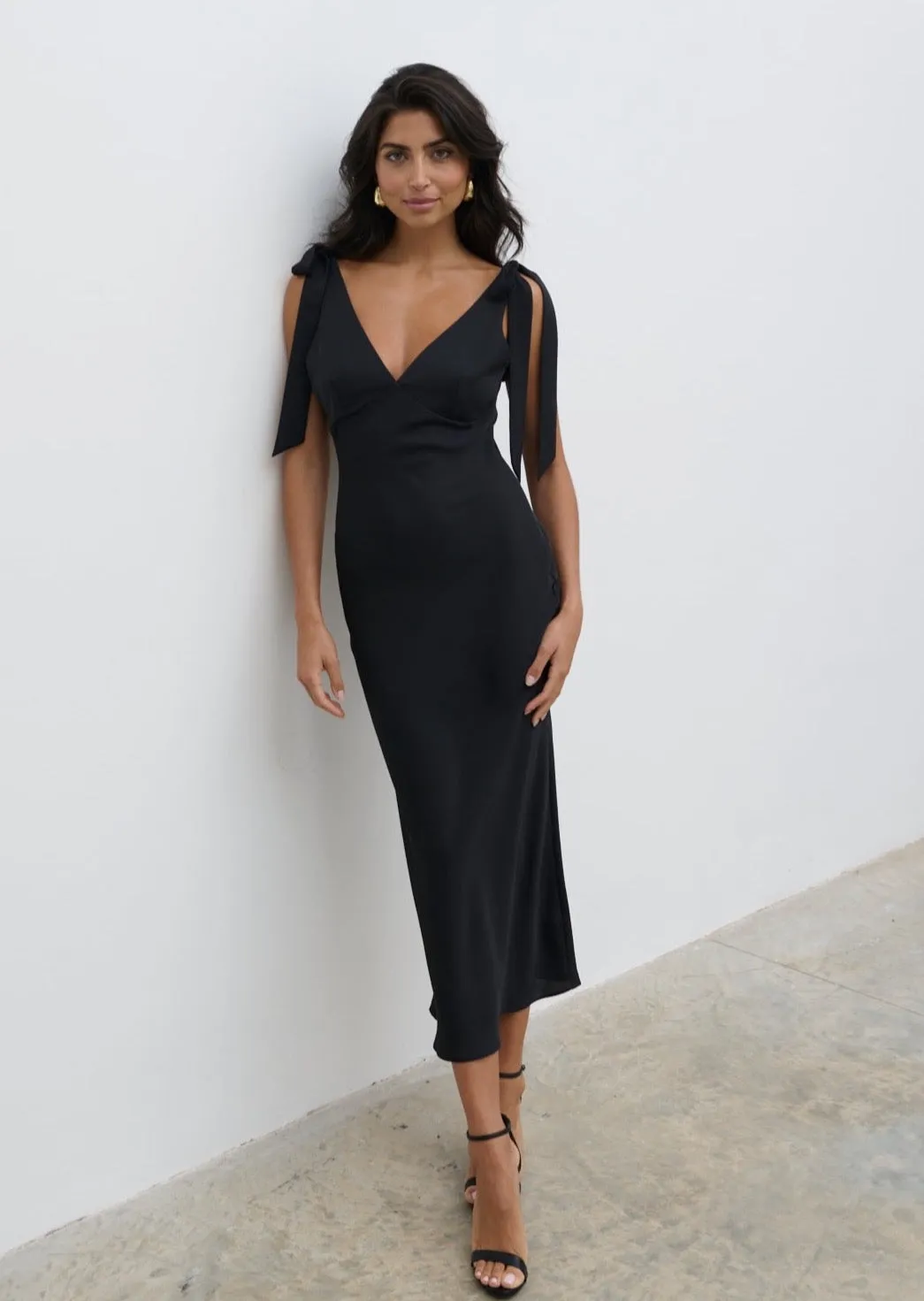 Piper Tie Midaxi Dress - Black sold by Pretty Lavish